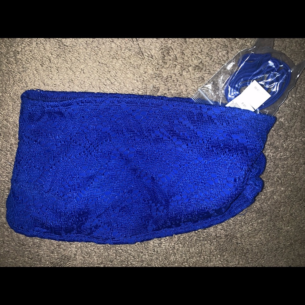 Aerie blue crotchet bandeau bikini top